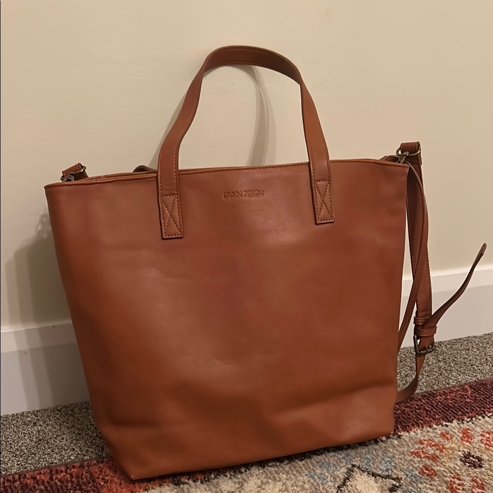 Fawn Design Brown Leather Tote Bag